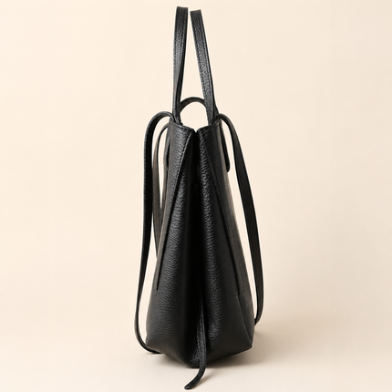 Czarna torebka shopper Laura Biaggi z kosmetyczką